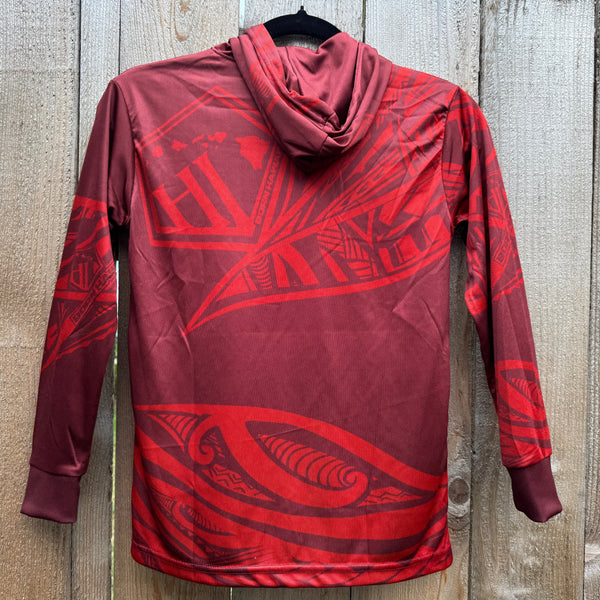 Born Hawaii Long Sleeve YOUTH MALU HOODED WARMUP RED