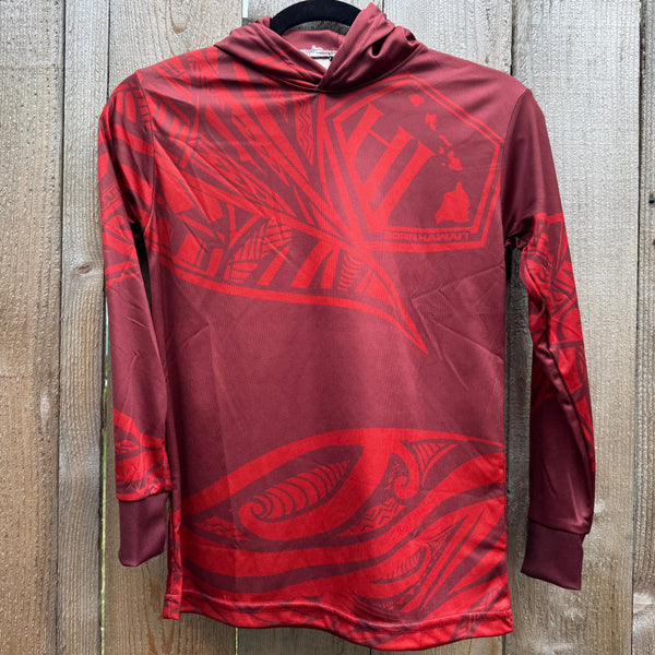 Born Hawaii Long Sleeve YOUTH MALU HOODED WARMUP RED