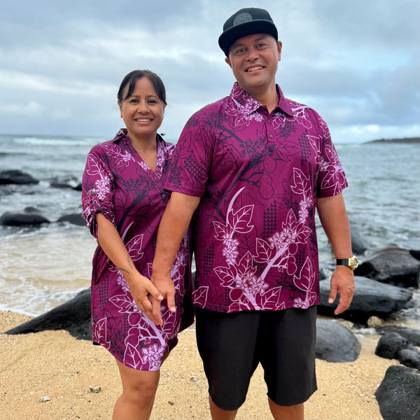 Born Hawaii Polo KUKUI POLO SHIRT BURGUNDY