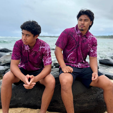 Born Hawaii Polo KUKUI POLO SHIRT BURGUNDY