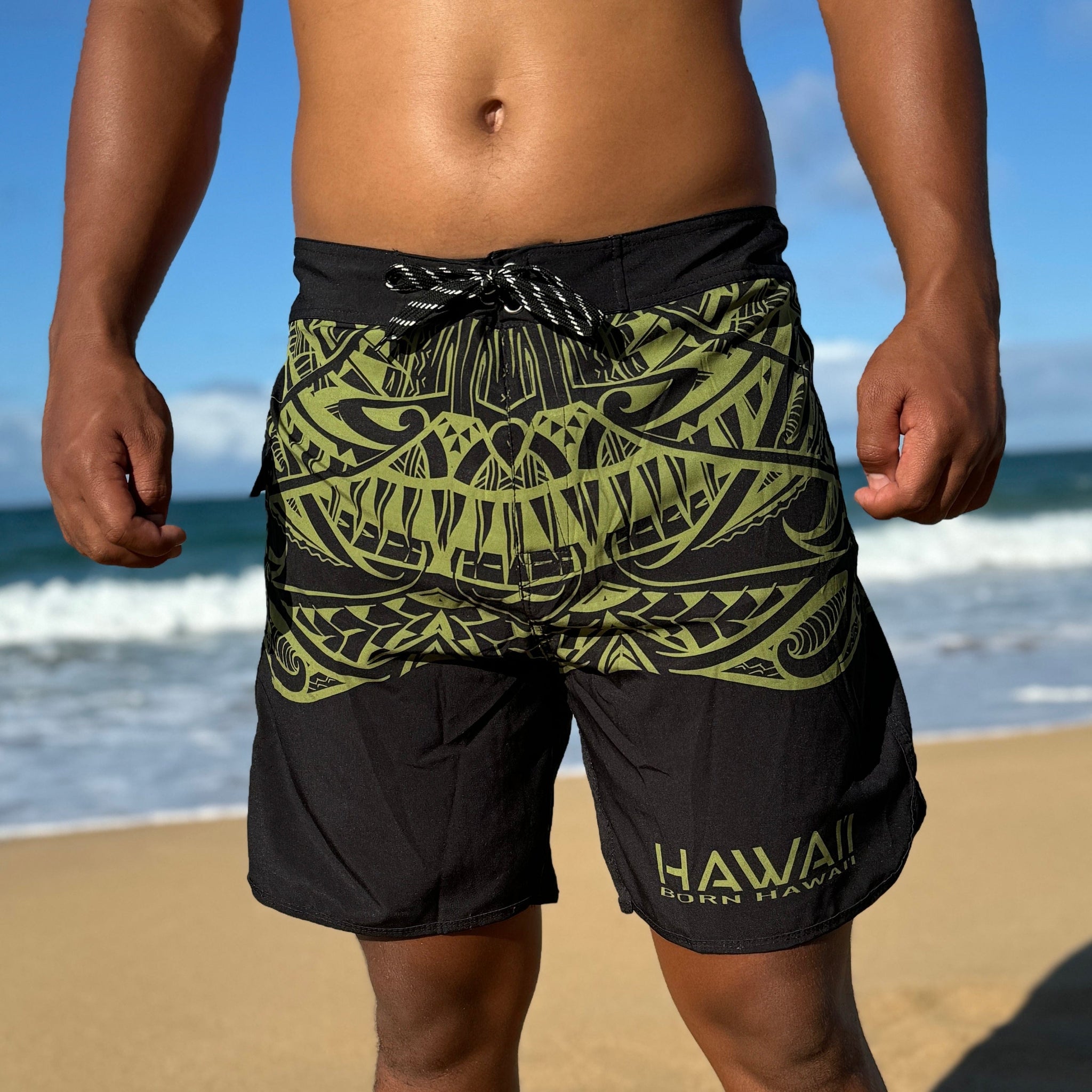 Born Hawaii Shorts POLY TAT BOARDSHORTS SOLID OLIVE