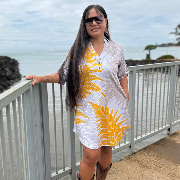 Born Hawaii Womens HALUPA POLO DRESS MUSTARD