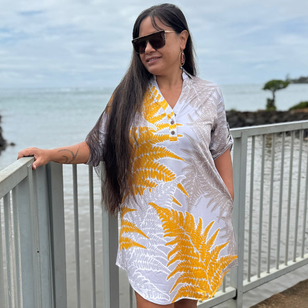 Born Hawaii Womens HALUPA POLO DRESS MUSTARD