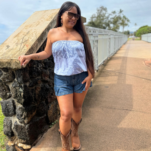 Born Hawaii Womens HALUPA STRAPLESS TOP SILVER
