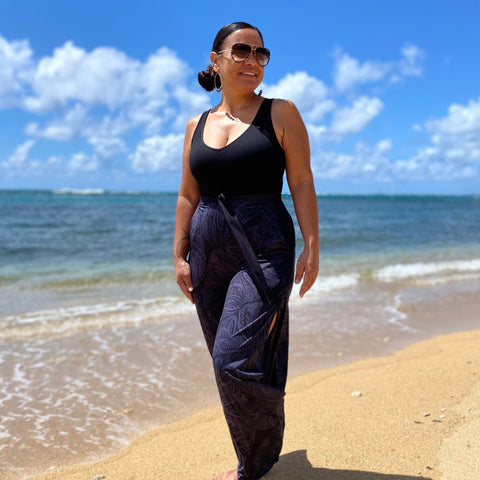 Born Hawaii Womens KALO PALAZZO PANTS BLACK GREY