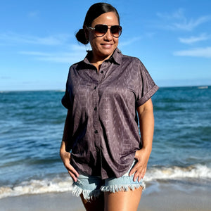 Born Hawaii Womens KEKAI WOMEN'S COLLARED SHIRT BROWN