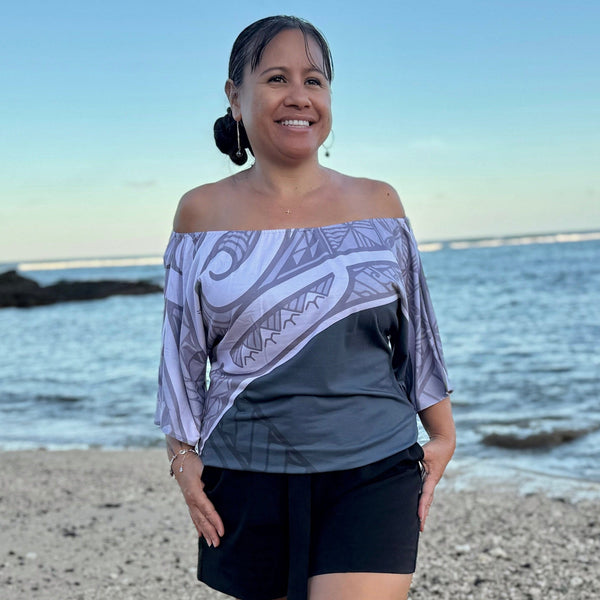 Born Hawaii Womens KU IHE OFF SHOULDER TOP BROWN