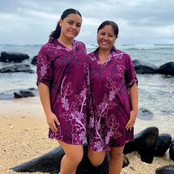 Born Hawaii Womens KUKUI POLO DRESS BURGUNDY