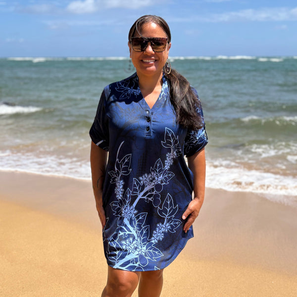 Born Hawaii Womens KUKUI POLO DRESS NAVY