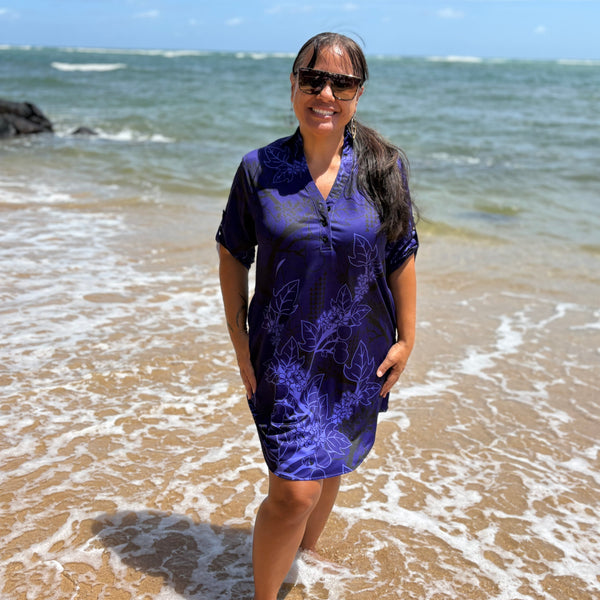 Born Hawaii Womens KUKUI POLO DRESS PURPLE