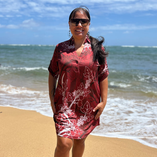 Born Hawaii Womens KUKUI POLO DRESS RUST