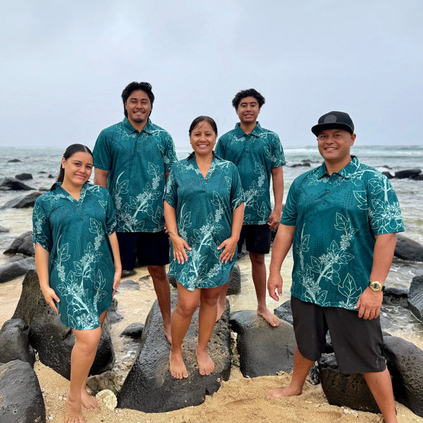 Born Hawaii Womens KUKUI POLO DRESS TEAL