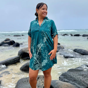 Born Hawaii Womens KUKUI POLO DRESS TEAL