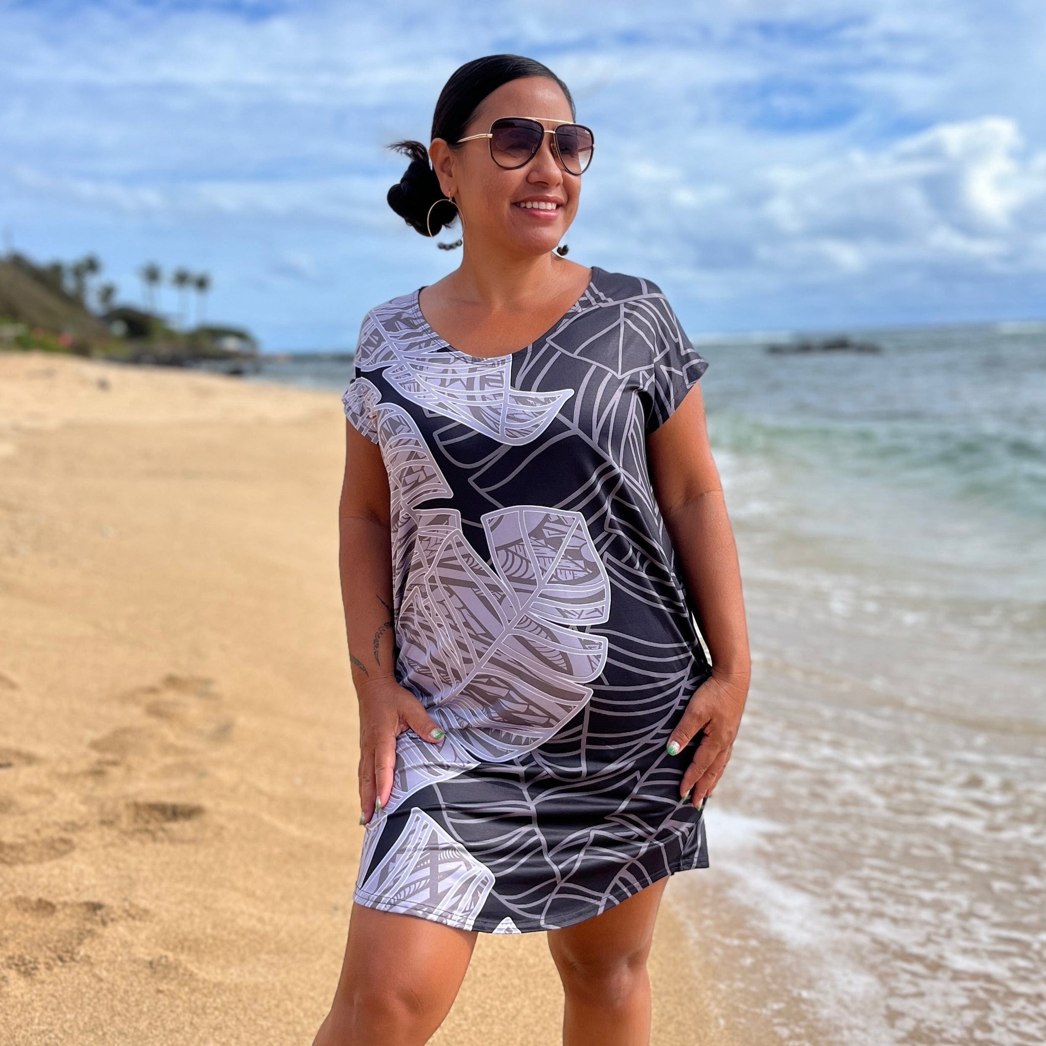 Born Hawaii Womens LAU CAP SLEEVE DRESS TAUPE