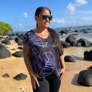 Born Hawaii Womens LAU CAPSLEEVE TOP PURPLE