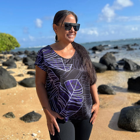 Born Hawaii Womens LAU CAPSLEEVE TOP PURPLE
