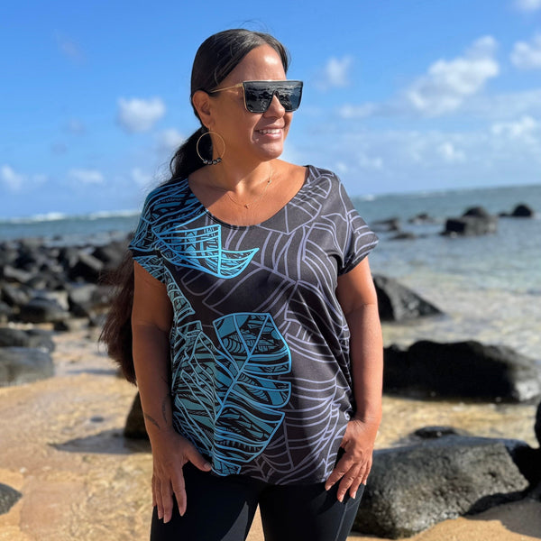 Born Hawaii Womens LAU CAPSLEEVE TOP TEAL