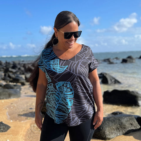 Born Hawaii Womens LAU CAPSLEEVE TOP TEAL