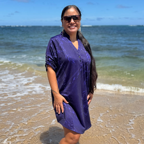 Born Hawaii Womens MAILE POLO DRESS PURPLE