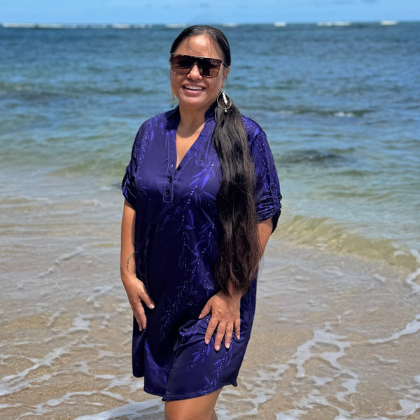 Born Hawaii Womens MAILE POLO DRESS PURPLE