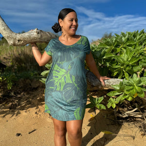 Born Hawaii Womens MINISTERA CAPSLEEVE DRESS GREEN