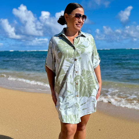 Born Hawaii Womens MINISTERA POLO DRESS SAGE