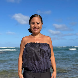 Born Hawaii Womens MONSTERA STRAPLESS TOP BLACK