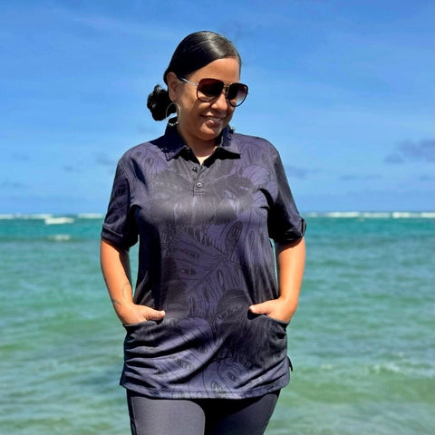 Born Hawaii Womens MONSTERA WOMEN'S POLO SHIRT