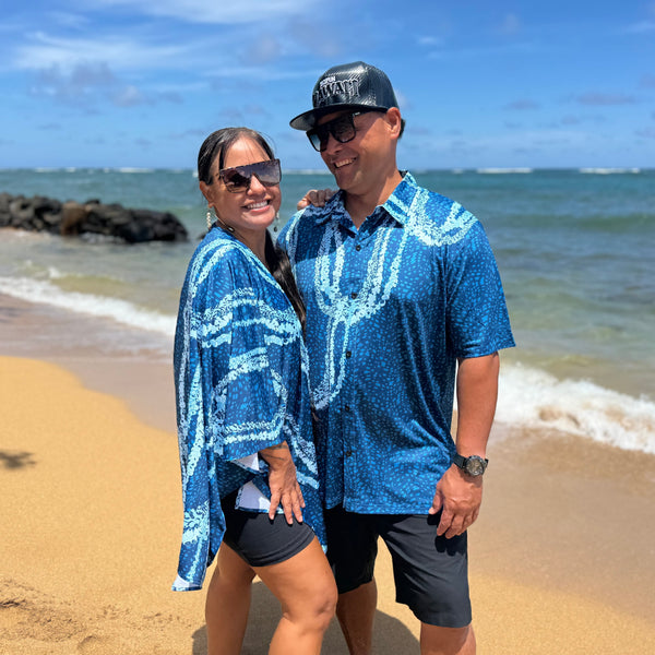 Born Hawaii Womens NIIHAU KIMONO TEAL