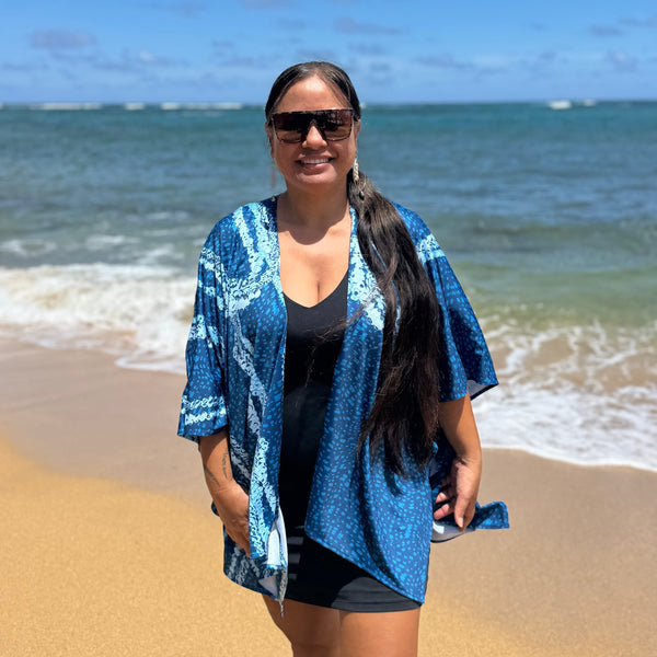 Born Hawaii Womens NIIHAU KIMONO TEAL