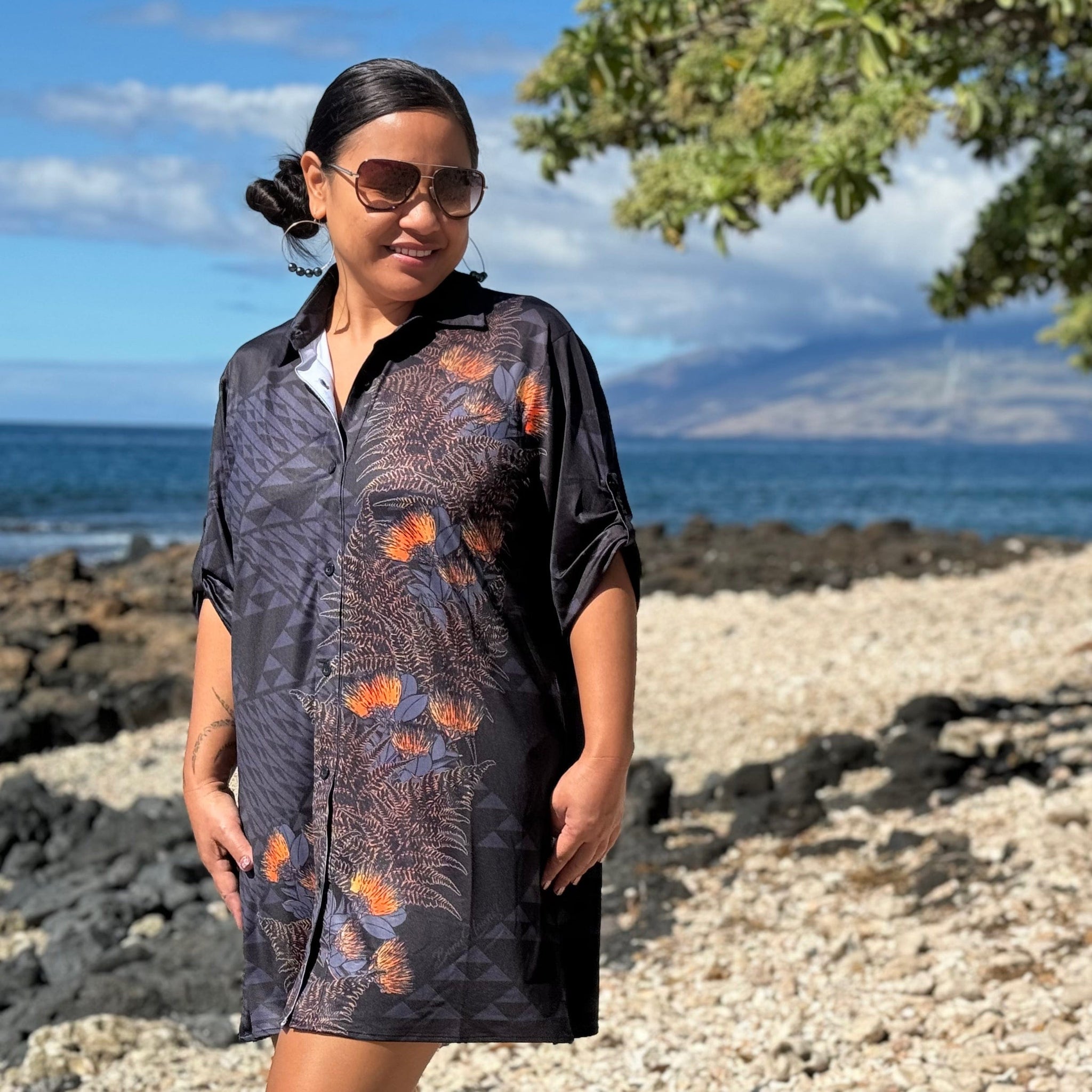 Born Hawaii Womens PAPAHI BUTTON SHIRTDRESS ORANGE