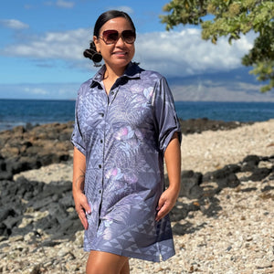Born Hawaii Womens PAPAHI BUTTON SHIRTDRESS PINK