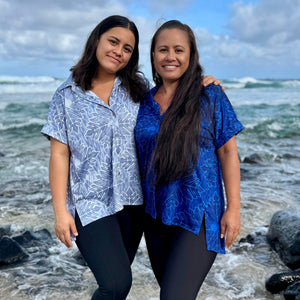 Born Hawaii Womens QUILT BUTTON BLOUSE GREY