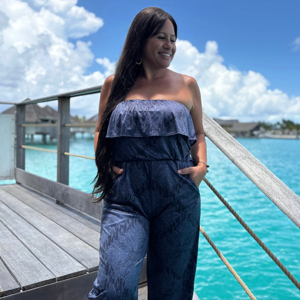 Born Hawaii Womens QUILT ROMPER PANTS CHARCOAL