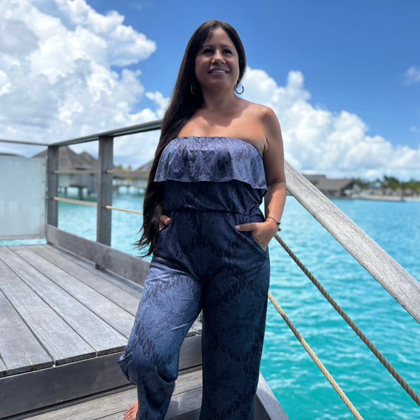 Born Hawaii Womens QUILT ROMPER PANTS CHARCOAL