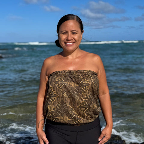 Born Hawaii Womens QUILT STRAPLESS TOP BROWN