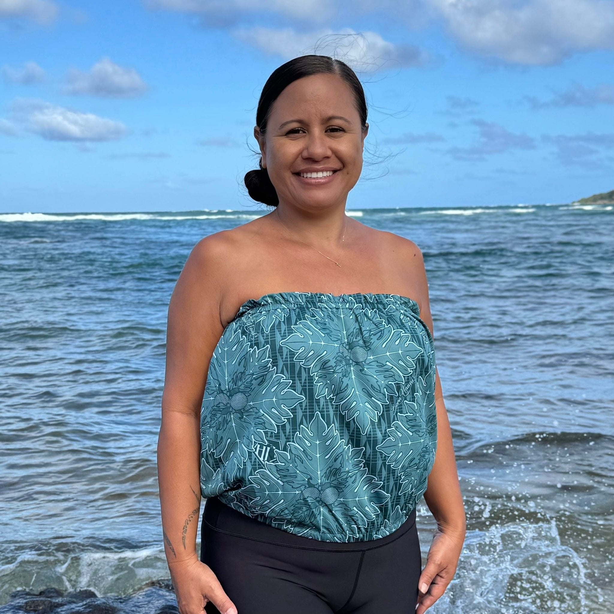 Born Hawaii Womens QUILT STRAPLESS TOP TEAL