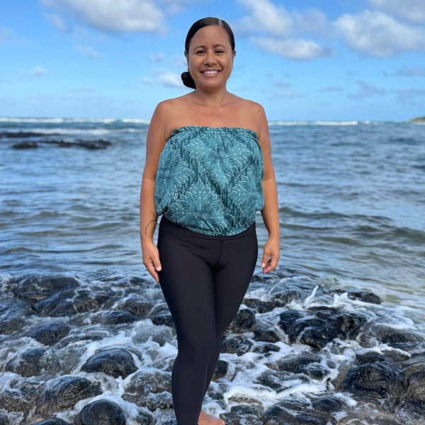 Born Hawaii Womens QUILT STRAPLESS TOP TEAL