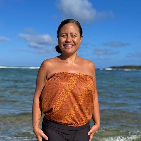 Born Hawaii Womens TAPA STRAPLESS TOP RUST
