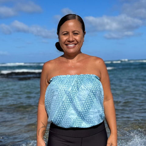 Born Hawaii Womens TAPA STRAPLESS TOP TEAL