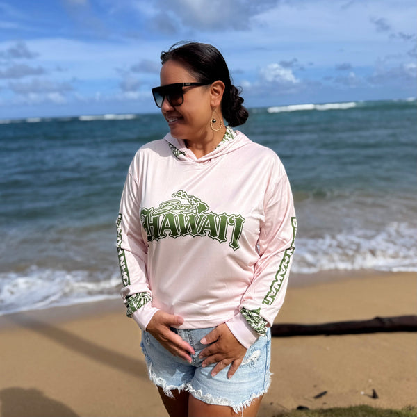 Born Hawaii Womens ULULAKA CROP HOODED WARMUP GREEN