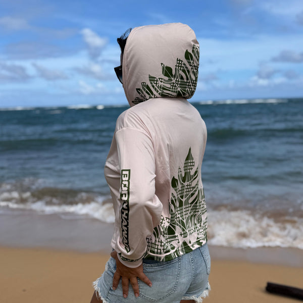 Born Hawaii Womens ULULAKA CROP HOODED WARMUP GREEN