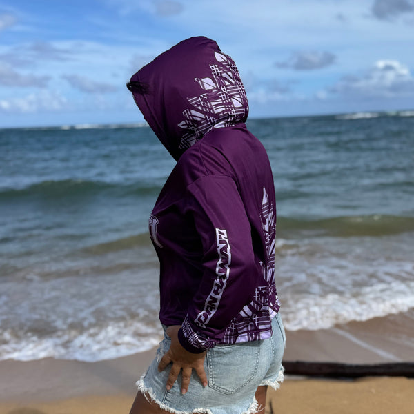 Born Hawaii Womens ULULAKA CROP HOODED WARMUP PURPLE