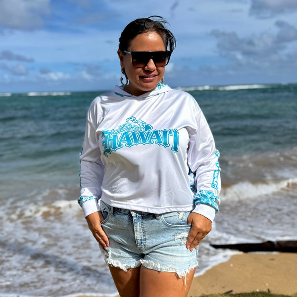 Born Hawaii Womens ULULAKA CROP HOODED WARMUP SEAFOAM