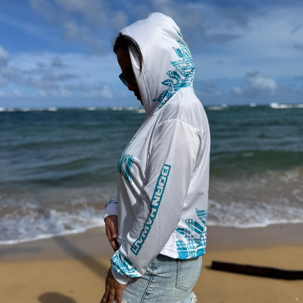 Born Hawaii Womens ULULAKA CROP HOODED WARMUP SEAFOAM