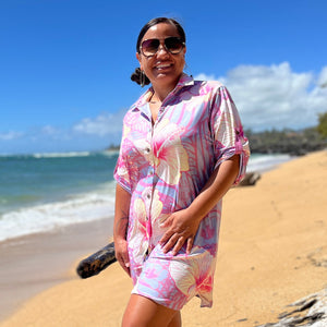 Born Hawaii Womens VINTAGE BUTTON SHIRTDRESS YELLOW