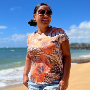 Born Hawaii Womens VINTAGE CAPSLEEVE TOP ORANGE