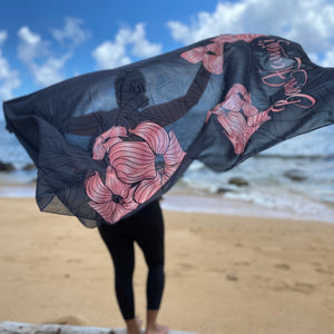 Born Hawaii Accessories PUAKENIKENI PAREO BLACK ROSE