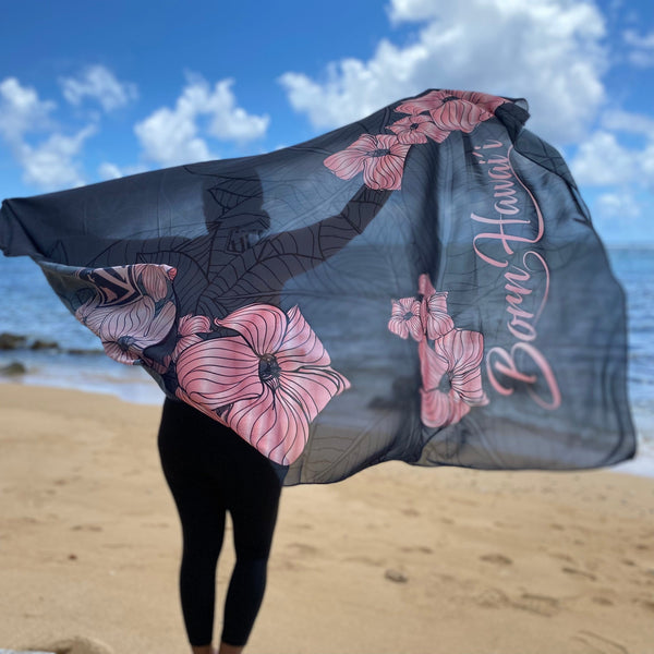Born Hawaii Accessories PUAKENIKENI PAREO BLACK ROSE