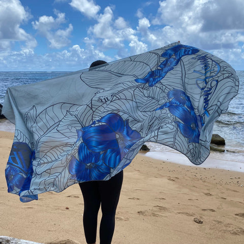 Born Hawaii Accessories PUAKENIKENI PAREO GREY BLUE